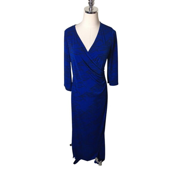 Leota Dress Women's Size Small Blue Maxi Long Sleeve V-Neck - Picture 1 of 7